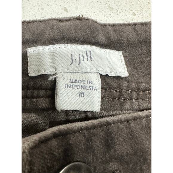 J. Jill Women’s Velvet Pants Slim Leg Ankle Taupe 10 Casual Neutral Soft - Picture 4 of 10